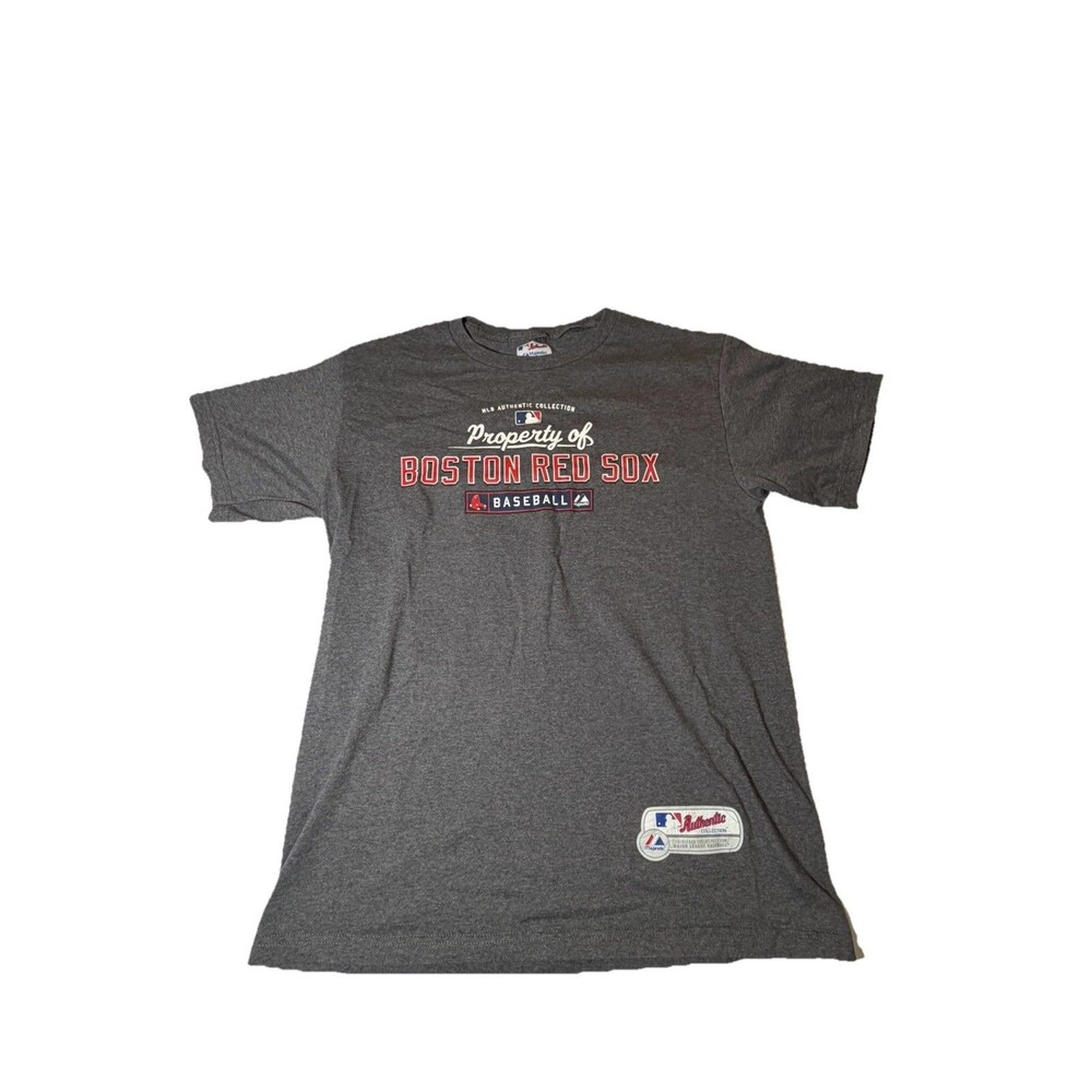 Boston Red Sox Majestic T Shirt Mens Medium Gray MLB Baseball Property Of Tee